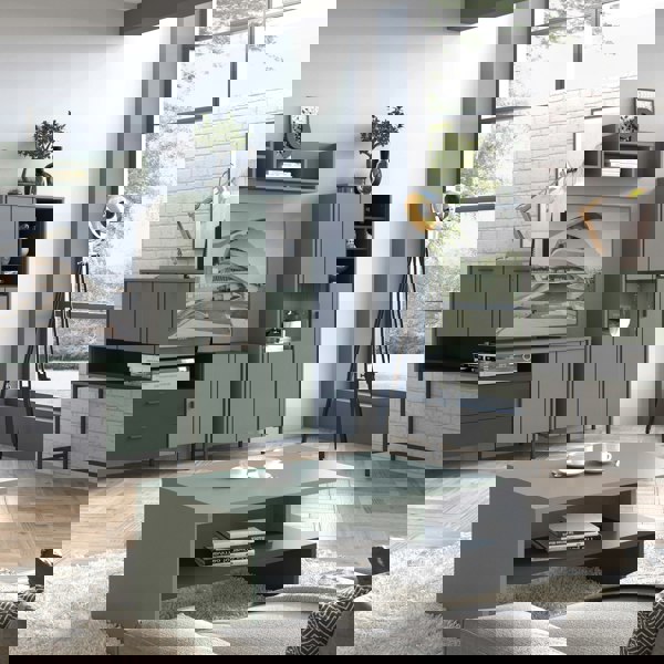 Furniture To Go Arundel 2 Door Display Cabinet in Green/Grey