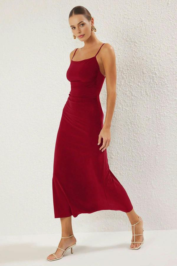 WOVCOR Strappy Backless A-line Maxi Knit Dress