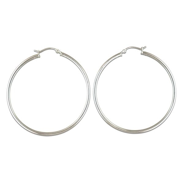 Sterling Silver Large 50mm Sleeper Creole-Hinged Hoop Earrings