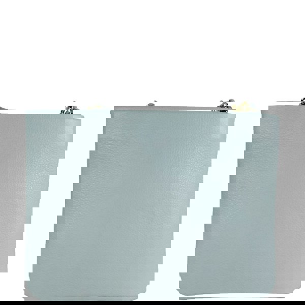 Assots London 'SOPHIA' Cameo Blue Pebble Grain Zip Top Leather Crossbody Bag