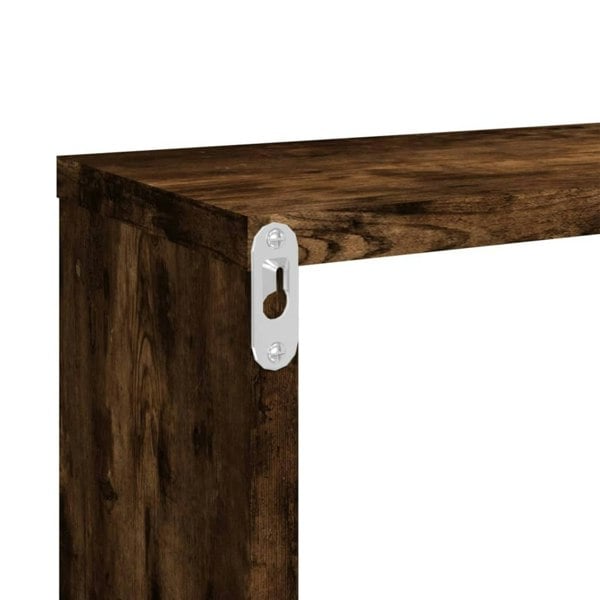 Berkfield Wall Cube Shelves 2 pcs Smoked Oak 80x15x26.5 cm Engineered Wood