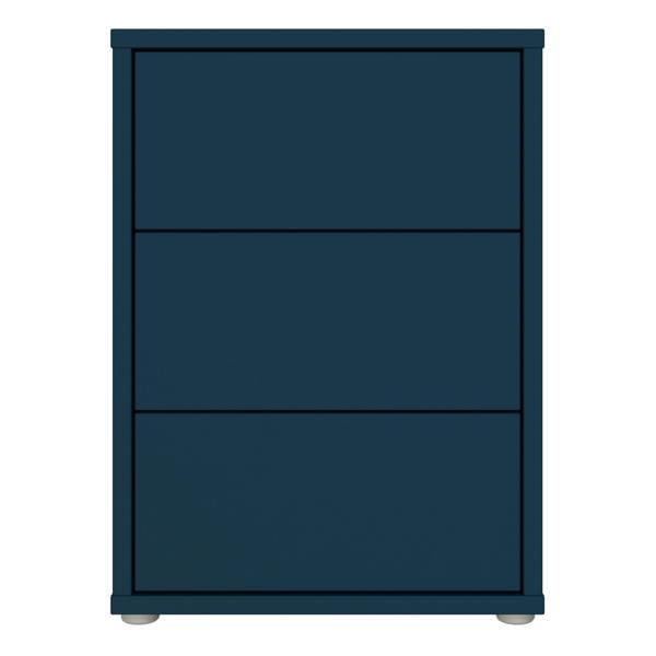 Furniture To Go Alice Springs Bedside Cabinet with 3 Drawers Push-to-Open in Night Blue