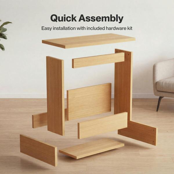 Levede Side Table Slim Storage Magazine Rack Sofa End Table Small Space Oak