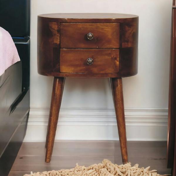 Artisan Furniture Solid Wood Mini Chestnut Rounded Bedside Table