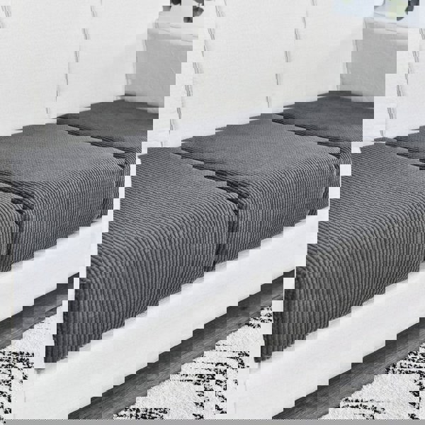 Anyseat Sofa Cover Dark Gray Polyester Thick Stretchable Cushion For Living Room 1Pc Enlarge Size 130-160cm