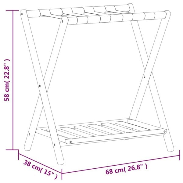 Berkfield Luggage Rack 68x38x58 cm Bamboo