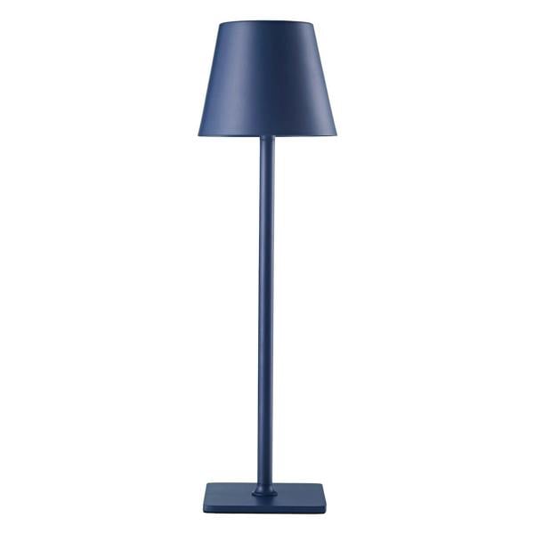 Tall Navy Blue Rechargeable Touch Dimmable Table Lamp with Metal Shade Image 1