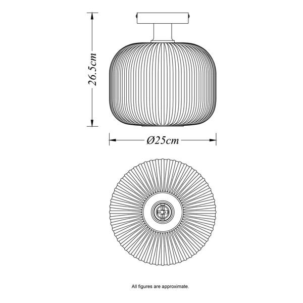 COSYLYTE Maple Modern Ribbed Glass Brass Ceiling Light