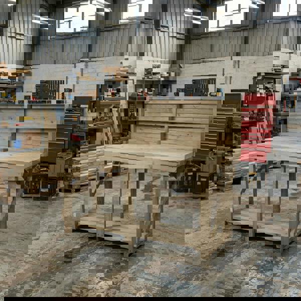 Arbor Garden Solutions Indoor/outdoor workbench, pressure treated bench with back panel