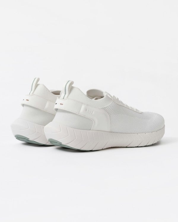 BOSS Orange Motion Mens Sock Trainers With Knitted Uppers - Open White 121 back