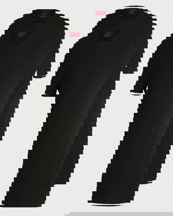 HUGO Round Mens Two-Pack of Slim-Fit T-Shirts in Stretch Cotton NOS - Black 001