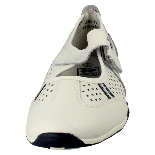 Down to Earth Ladies Down To Earth Casual Flat Leather Hook & Loop Strap Shoes F80066