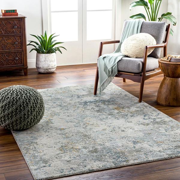Livabliss Dresden-Vintage Green Grey Blue Yellow Traditional Boho Fringe Rug