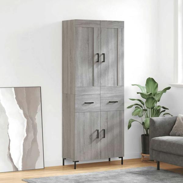 Berkfield Home Berkfield Highboard Grey Sonoma 69.5x34x180 cm Engineered Wood