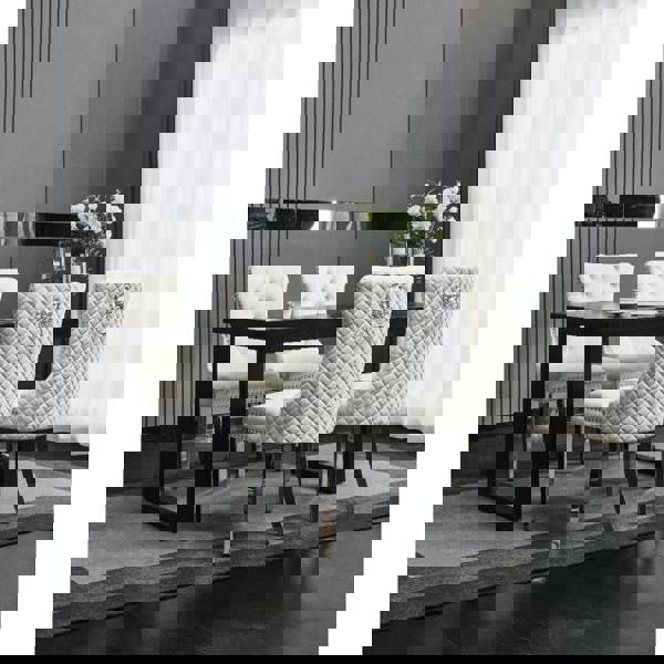 Groundlevel Set Of 2 Plush Velvet Dining Chairs with Lion Head Knocker