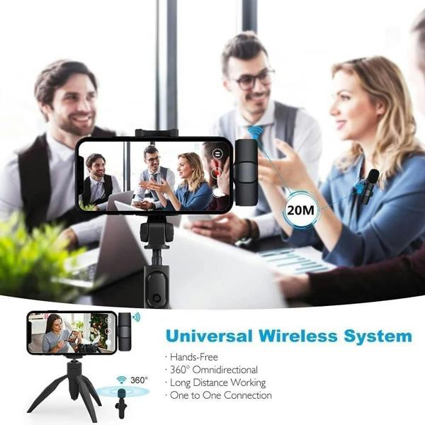 Dragodirect Portable Wireless Lavalier Microphone Duo – 2.4GHz Mini Clip-On Mics for Video & Interview