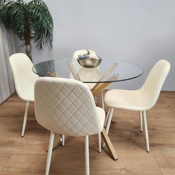 Kosy Koala Forest Round Glass Table + 4 cream gem