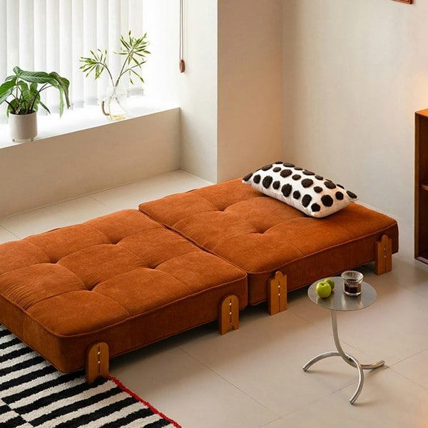 Salinas Lazy Sofa Bed, Single Sofa Bed, Corduroy in a lifestyle setting with sofa beds with mattress