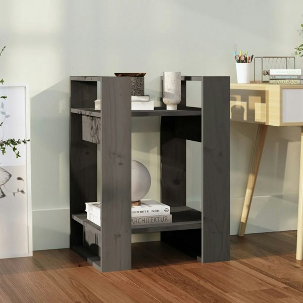 Berkfield Book Cabinet/Room Divider Grey 41x35x57 cm Solid Wood Pine