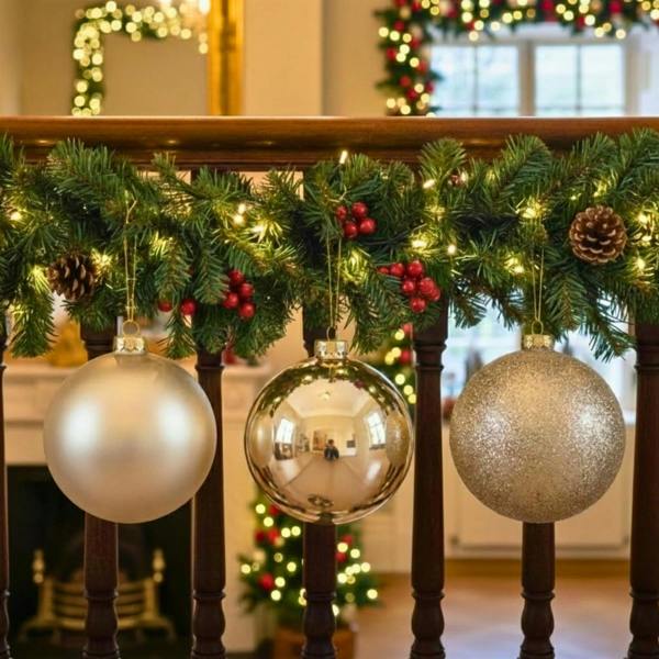 25cm Cream Glitter Christmas Bauble for Tree and Home Seasonal Decoration image 9