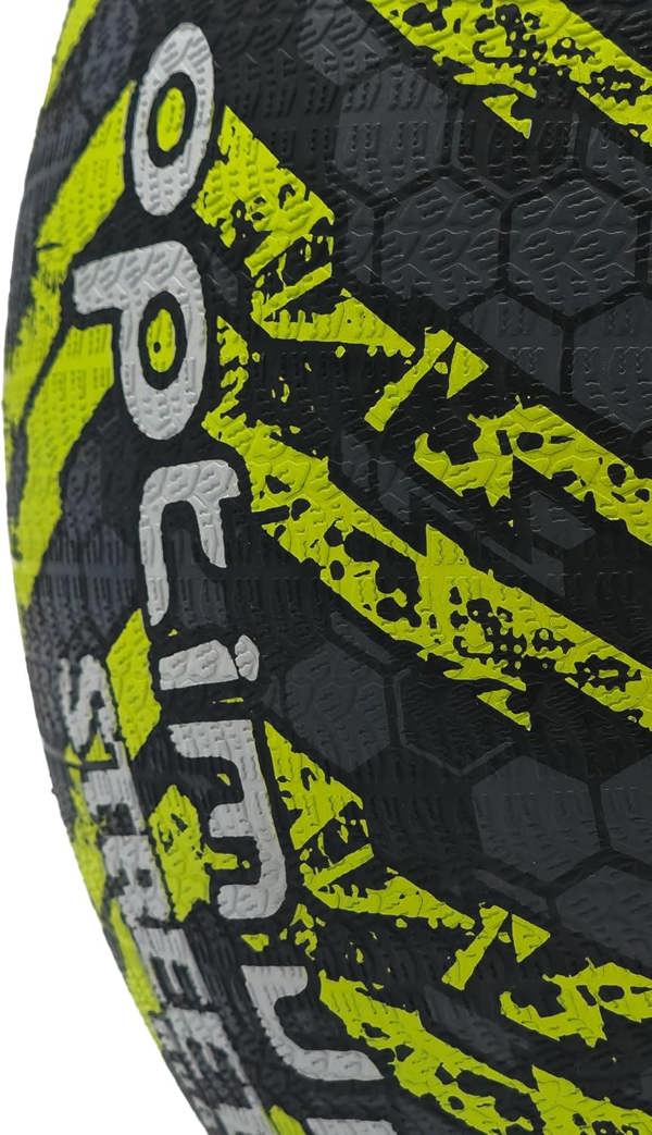 Street Rugby Ball Size 5 – Black/Yellow, Durable, High Visibility - Optimum