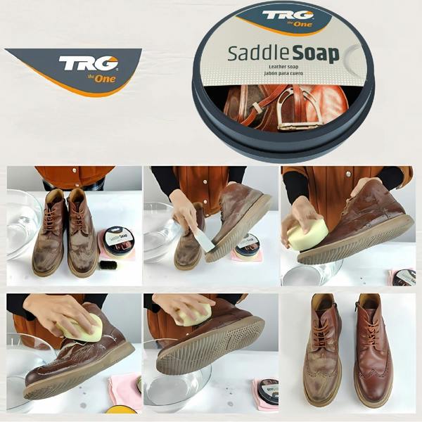 TRG Saddle Soap - Traditional Formula Leather Cleaner with Dual Action 100ml
