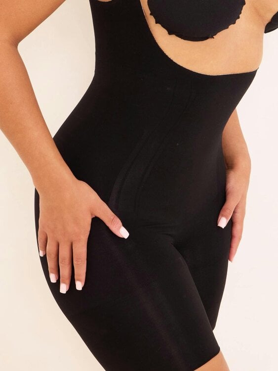 Perky Pear 360Sculpt™- Open bust Bodysuit-BLACK