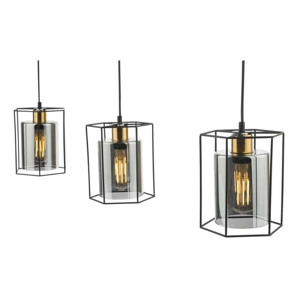 Pagazzi Lighting Sabrina 3 Light Black and Smoked Glass Ceiling Pendant Bar