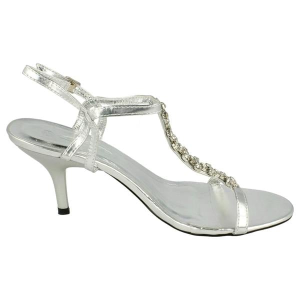 Spot On Ladies Spot On Diamante Strappy Heeled Sandals
