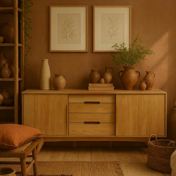 Wyld Haus Mossbloom Oak 2 Door 4 Drawers Sideboard