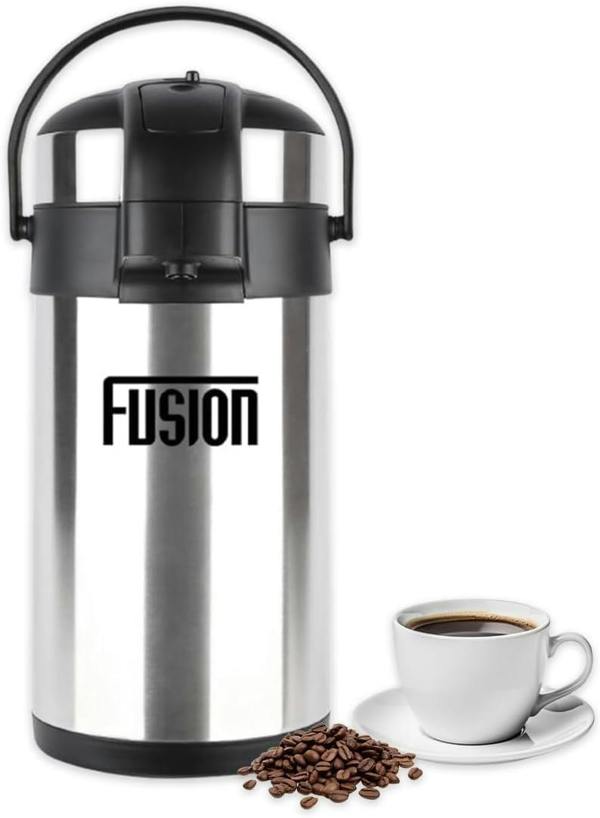 Fusion Food Care Airpot Flask 3L Double Wall Insulated Thermal Coffee Carafe with Pump Action & 360° Rotating Base