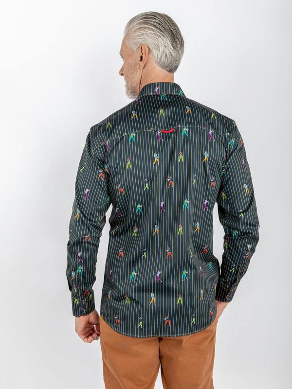 Claudio Lugli Stripe Golfer Print Shirt