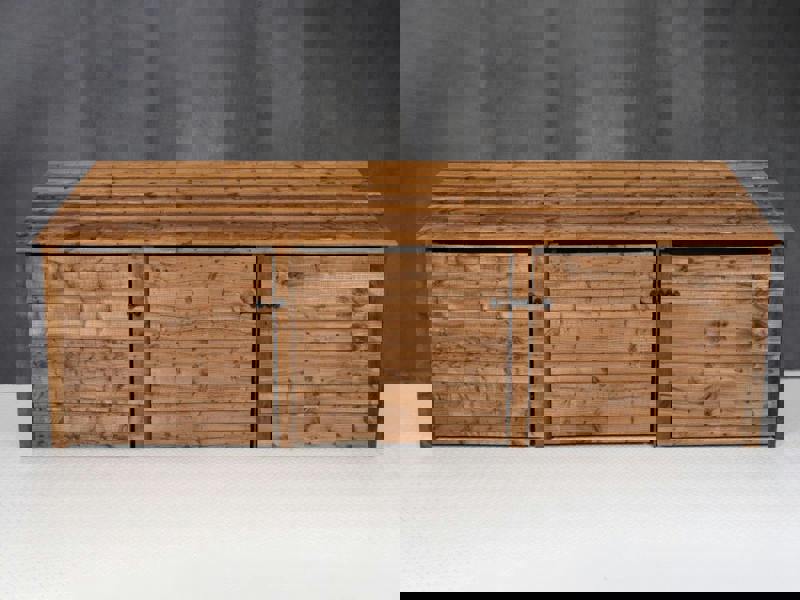 Arbor Garden Solutions Wooden Log Store with Doors W-335cm, H-126cm or 180cm, D-88cm - Brown Finish