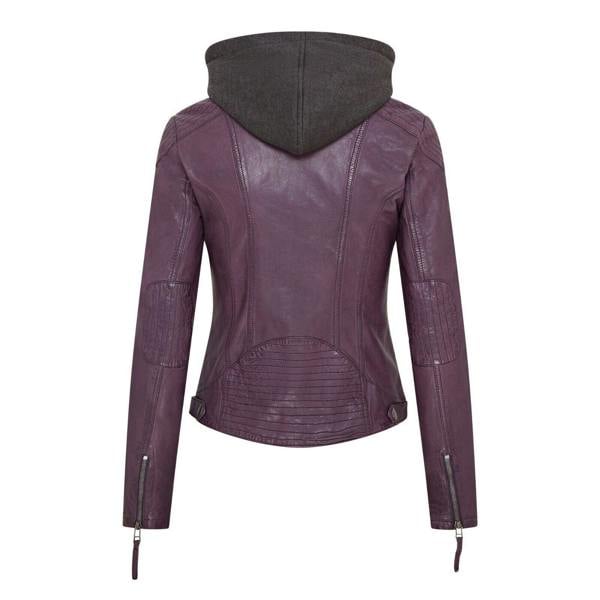 Infinity Leather Womens Hooded Classic Biker Jacket - Brazzaville