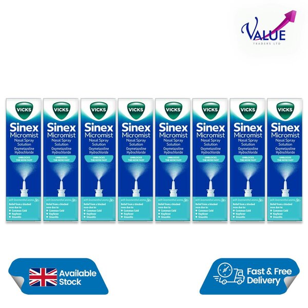 Vicks Sinex Micromist Decongestant Nasal Spray, 8 x 15ml