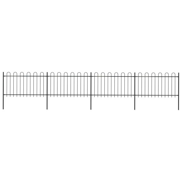 Berkfield Garden Fence with Hoop Top Steel 6.8x1 m Black