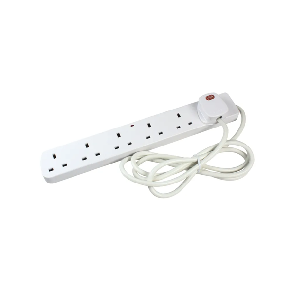 Axiom 6 Gang with 2m cable, individually switched sockets
