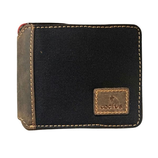 Mala Leather Canvas & Hunter Leather – RFID Protection, Card Slots, Coin Pocket & ID Window – 11 x 9 x 2 cm