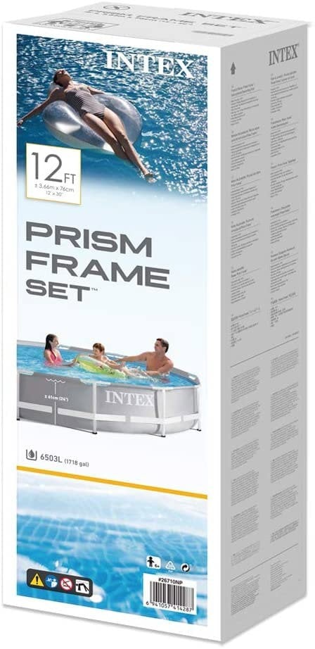 Intex 12Ft X 30In Prism Metal Frame Swimming Pool, Multi Colour