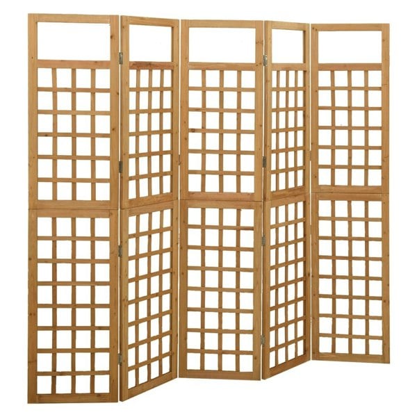 Berkfield 5-Panel Room Divider/Trellis Solid Fir Wood 201.5x180 cm