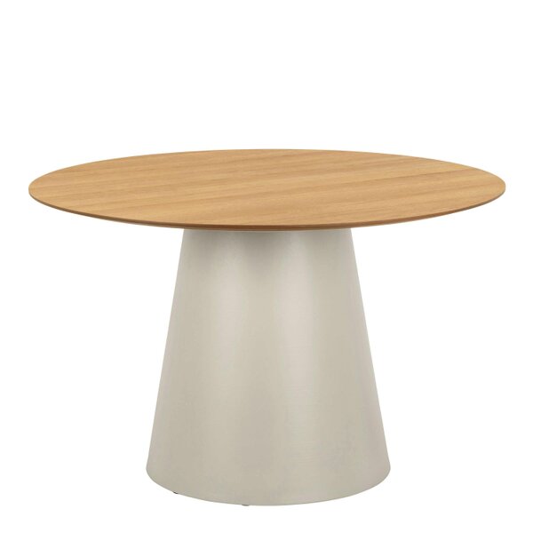 Wyld Haus Hamburg 120cm Round Oak Veneer Dining Table Pillar Steel Base