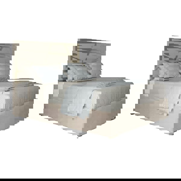 Casa Magna Arabella Upholstered Soft Velvet Metal Bed Frame - Cream