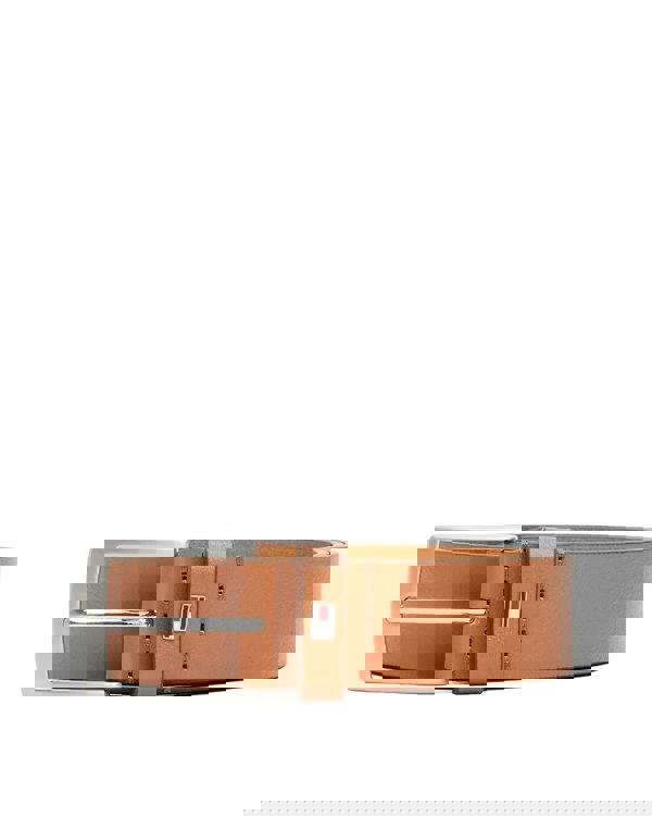 Tommy Hilfiger Adan Tonal Square Buckle Mens Leather Belt - Cognac