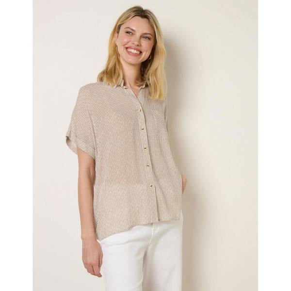 Blue Vanilla Stripe Button Front Shirt