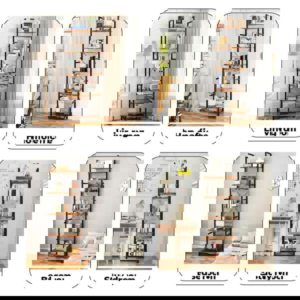 Levede Ladder Shelf Bookcase 5 Tier Bookshelf Display Cabinet Steel Heavy Duty