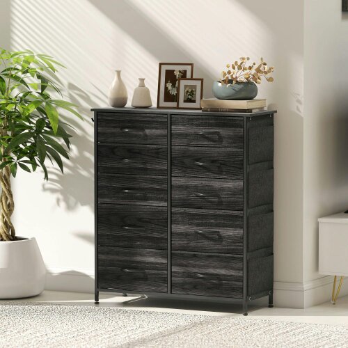 Wyld Haus Mirizi Fabric And Metal Black 10 Drawer Storage Chest
