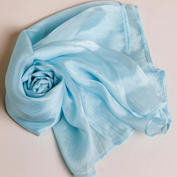 Ice Blue Silk Scarf – Hand-Dyed Mulberry Silk, Bridesmaid & Evening Wrap