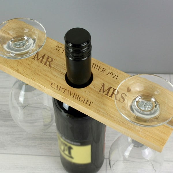 Personalised Memento Company Personalised Married Couple Wine Glass & Bottle Holder