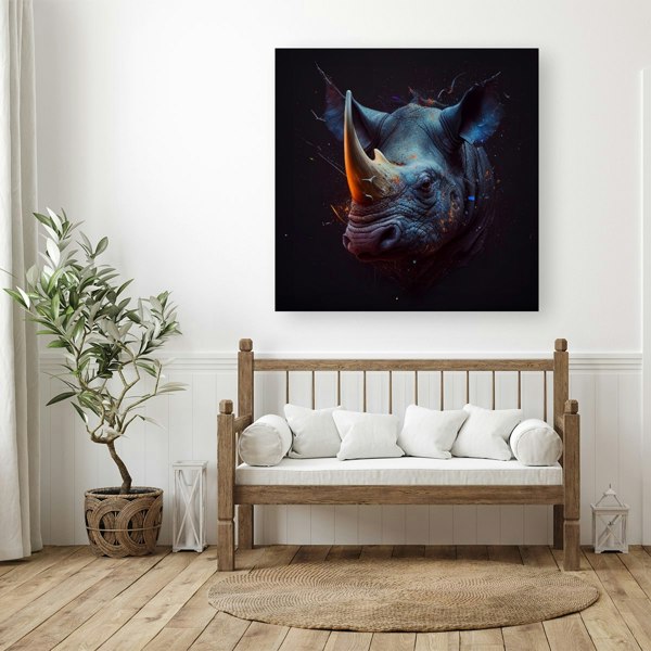 Warren Reed Rhino Face Splash Art Canvas