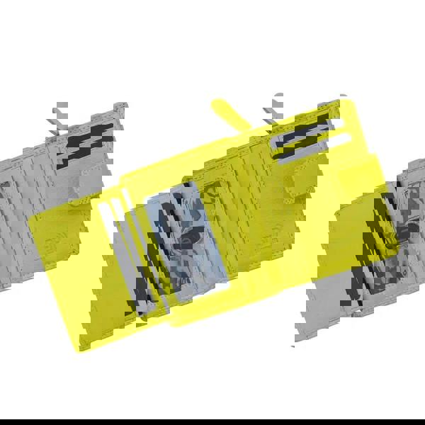 Lime wallet with card slots on a white background